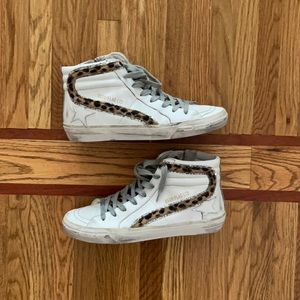 Golden Goose High-Top Sneakers with Leopard Trim